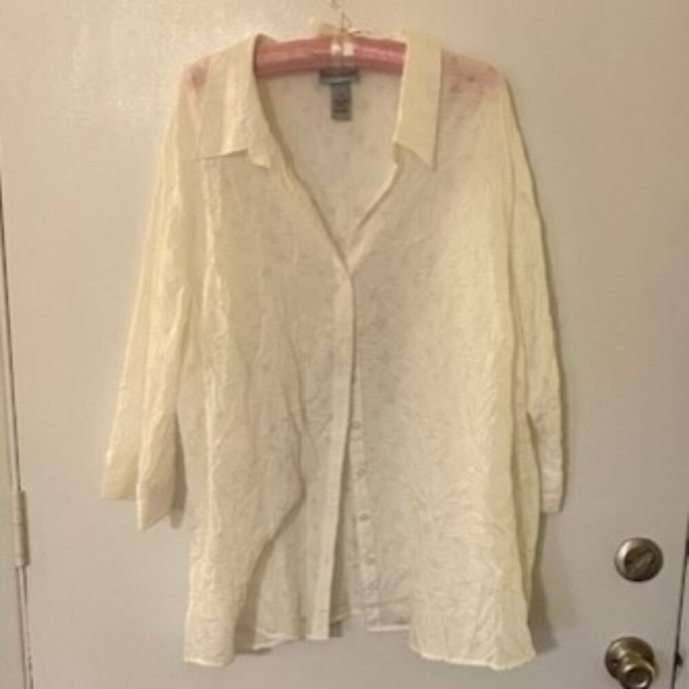 Catherine's White Sheer Blouse with Star Pattern